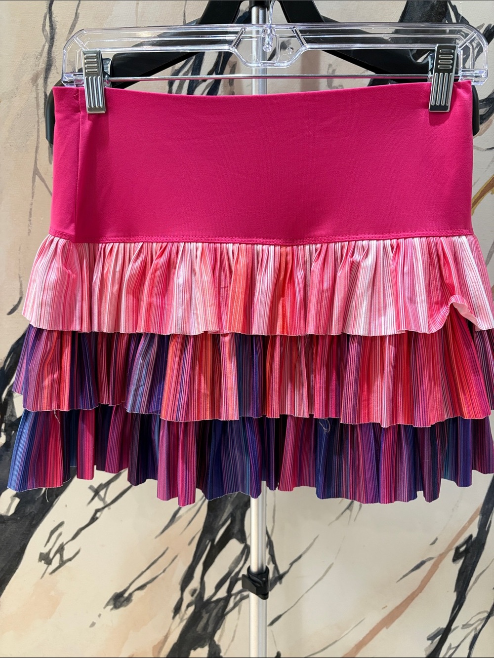 Lucky in Love Hot Pink Tiered Pleated Mini Skirt - Picture 3 of 3